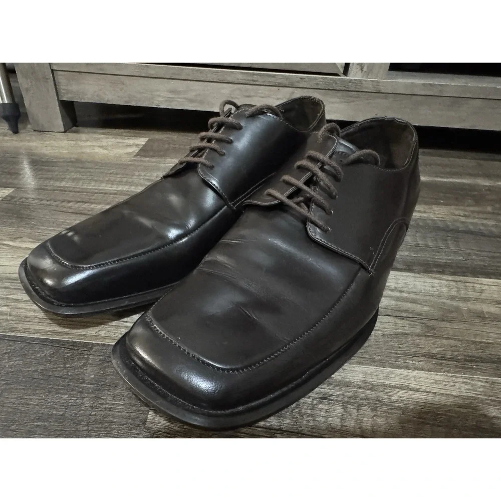 Via Spiga Mens Silvio‎ Oxford Shoes Brown Square Toe Lace Up Leather 10.5 M